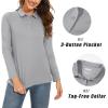 imageMAGCOMSEN Womens Long Sleeve Golf Shirts UPF 50 Polo Moisture Wicking 3Button Placket Casual Shirt for Tennis SportsLight Grey