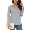 imageMAGCOMSEN Womens Long Sleeve Golf Shirts UPF 50 Polo Moisture Wicking 3Button Placket Casual Shirt for Tennis SportsLight Grey