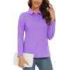 imageMAGCOMSEN Womens Long Sleeve Golf Shirts UPF 50 Polo Moisture Wicking 3Button Placket Casual Shirt for Tennis SportsLight Purple