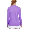 imageMAGCOMSEN Womens Long Sleeve Golf Shirts UPF 50 Polo Moisture Wicking 3Button Placket Casual Shirt for Tennis SportsLight Purple