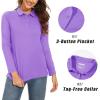 imageMAGCOMSEN Womens Long Sleeve Golf Shirts UPF 50 Polo Moisture Wicking 3Button Placket Casual Shirt for Tennis SportsLight Purple