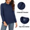 imageMAGCOMSEN Womens Long Sleeve Golf Shirts UPF 50 Polo Moisture Wicking 3Button Placket Casual Shirt for Tennis SportsNavy