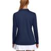 imageMAGCOMSEN Womens Long Sleeve Golf Shirts UPF 50 Polo Moisture Wicking 3Button Placket Casual Shirt for Tennis SportsNavy