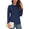 imageMAGCOMSEN Womens Long Sleeve Golf Shirts UPF 50 Polo Moisture Wicking 3Button Placket Casual Shirt for Tennis SportsNavy