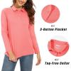 imageMAGCOMSEN Womens Long Sleeve Golf Shirts UPF 50 Polo Moisture Wicking 3Button Placket Casual Shirt for Tennis SportsPink