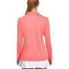 imageMAGCOMSEN Womens Long Sleeve Golf Shirts UPF 50 Polo Moisture Wicking 3Button Placket Casual Shirt for Tennis SportsPink