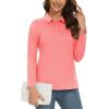 imageMAGCOMSEN Womens Long Sleeve Golf Shirts UPF 50 Polo Moisture Wicking 3Button Placket Casual Shirt for Tennis SportsPink