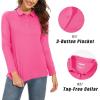 imageMAGCOMSEN Womens Long Sleeve Golf Shirts UPF 50 Polo Moisture Wicking 3Button Placket Casual Shirt for Tennis SportsRose
