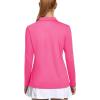 imageMAGCOMSEN Womens Long Sleeve Golf Shirts UPF 50 Polo Moisture Wicking 3Button Placket Casual Shirt for Tennis SportsRose