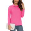 imageMAGCOMSEN Womens Long Sleeve Golf Shirts UPF 50 Polo Moisture Wicking 3Button Placket Casual Shirt for Tennis SportsRose