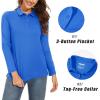imageMAGCOMSEN Womens Long Sleeve Golf Shirts UPF 50 Polo Moisture Wicking 3Button Placket Casual Shirt for Tennis SportsSky Blue