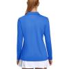 imageMAGCOMSEN Womens Long Sleeve Golf Shirts UPF 50 Polo Moisture Wicking 3Button Placket Casual Shirt for Tennis SportsSky Blue