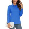 imageMAGCOMSEN Womens Long Sleeve Golf Shirts UPF 50 Polo Moisture Wicking 3Button Placket Casual Shirt for Tennis SportsSky Blue