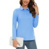 imageMAGCOMSEN Womens Long Sleeve Golf Shirts UPF 50 Polo Moisture Wicking 3Button Placket Casual Shirt for Tennis SportsWaterfall Blue