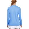 imageMAGCOMSEN Womens Long Sleeve Golf Shirts UPF 50 Polo Moisture Wicking 3Button Placket Casual Shirt for Tennis SportsWaterfall Blue