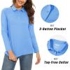 imageMAGCOMSEN Womens Long Sleeve Golf Shirts UPF 50 Polo Moisture Wicking 3Button Placket Casual Shirt for Tennis SportsWaterfall Blue