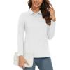 imageMAGCOMSEN Womens Long Sleeve Golf Shirts UPF 50 Polo Moisture Wicking 3Button Placket Casual Shirt for Tennis SportsWhite