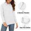 imageMAGCOMSEN Womens Long Sleeve Golf Shirts UPF 50 Polo Moisture Wicking 3Button Placket Casual Shirt for Tennis SportsWhite