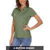 imageMAGCOMSEN Womens Polo Shirts Short Sleeve 4Button Casual Work Collared Shirts Moisture Wicking Golf ShirtsArmy Green