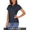 imageMAGCOMSEN Womens Polo Shirts Short Sleeve 4Button Casual Work Collared Shirts Moisture Wicking Golf ShirtsBlack