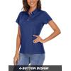 imageMAGCOMSEN Womens Polo Shirts Short Sleeve 4Button Casual Work Collared Shirts Moisture Wicking Golf ShirtsDark Blue