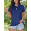 imageMAGCOMSEN Womens Polo Shirts Short Sleeve 4Button Casual Work Collared Shirts Moisture Wicking Golf ShirtsDark Blue