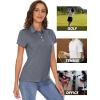 imageMAGCOMSEN Womens Polo Shirts Short Sleeve 4Button Casual Work Collared Shirts Moisture Wicking Golf ShirtsDark Grey