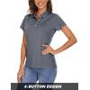 imageMAGCOMSEN Womens Polo Shirts Short Sleeve 4Button Casual Work Collared Shirts Moisture Wicking Golf ShirtsDark Grey