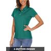 imageMAGCOMSEN Womens Polo Shirts Short Sleeve 4Button Casual Work Collared Shirts Moisture Wicking Golf ShirtsEmerald Green