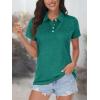 imageMAGCOMSEN Womens Polo Shirts Short Sleeve 4Button Casual Work Collared Shirts Moisture Wicking Golf ShirtsEmerald Green