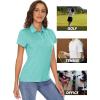 imageMAGCOMSEN Womens Polo Shirts Short Sleeve 4Button Casual Work Collared Shirts Moisture Wicking Golf ShirtsLight Green