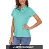 imageMAGCOMSEN Womens Polo Shirts Short Sleeve 4Button Casual Work Collared Shirts Moisture Wicking Golf ShirtsLight Green