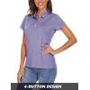 imageMAGCOMSEN Womens Polo Shirts Short Sleeve 4Button Casual Work Collared Shirts Moisture Wicking Golf ShirtsLight Purple