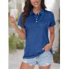 imageMAGCOMSEN Womens Polo Shirts Short Sleeve 4Button Casual Work Collared Shirts Moisture Wicking Golf ShirtsMedium Blue