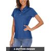 imageMAGCOMSEN Womens Polo Shirts Short Sleeve 4Button Casual Work Collared Shirts Moisture Wicking Golf ShirtsMedium Blue