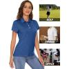 imageMAGCOMSEN Womens Polo Shirts Short Sleeve 4Button Casual Work Collared Shirts Moisture Wicking Golf ShirtsMedium Blue