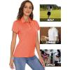 imageMAGCOMSEN Womens Polo Shirts Short Sleeve 4Button Casual Work Collared Shirts Moisture Wicking Golf ShirtsOrange
