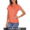 imageMAGCOMSEN Womens Polo Shirts Short Sleeve 4Button Casual Work Collared Shirts Moisture Wicking Golf ShirtsOrange