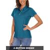 imageMAGCOMSEN Womens Polo Shirts Short Sleeve 4Button Casual Work Collared Shirts Moisture Wicking Golf ShirtsPeacock Blue
