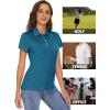 imageMAGCOMSEN Womens Polo Shirts Short Sleeve 4Button Casual Work Collared Shirts Moisture Wicking Golf ShirtsPeacock Blue