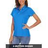 imageMAGCOMSEN Womens Polo Shirts Short Sleeve 4Button Casual Work Collared Shirts Moisture Wicking Golf ShirtsSea Blue