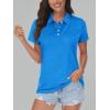 imageMAGCOMSEN Womens Polo Shirts Short Sleeve 4Button Casual Work Collared Shirts Moisture Wicking Golf ShirtsSea Blue