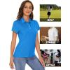 imageMAGCOMSEN Womens Polo Shirts Short Sleeve 4Button Casual Work Collared Shirts Moisture Wicking Golf ShirtsSea Blue