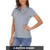 imageMAGCOMSEN Womens Polo Shirts Short Sleeve 4Button Casual Work Collared Shirts Moisture Wicking Golf ShirtsSilver