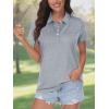 imageMAGCOMSEN Womens Polo Shirts Short Sleeve 4Button Casual Work Collared Shirts Moisture Wicking Golf ShirtsSilver