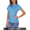 imageMAGCOMSEN Womens Polo Shirts Short Sleeve 4Button Casual Work Collared Shirts Moisture Wicking Golf ShirtsSky Blue