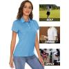 imageMAGCOMSEN Womens Polo Shirts Short Sleeve 4Button Casual Work Collared Shirts Moisture Wicking Golf ShirtsSky Blue