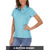 imageMAGCOMSEN Womens Polo Shirts Short Sleeve 4Button Casual Work Collared Shirts Moisture Wicking Golf ShirtsWater Blue