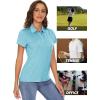 imageMAGCOMSEN Womens Polo Shirts Short Sleeve 4Button Casual Work Collared Shirts Moisture Wicking Golf ShirtsWater Blue