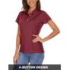 imageMAGCOMSEN Womens Polo Shirts Short Sleeve 4Button Casual Work Collared Shirts Moisture Wicking Golf ShirtsWine Red